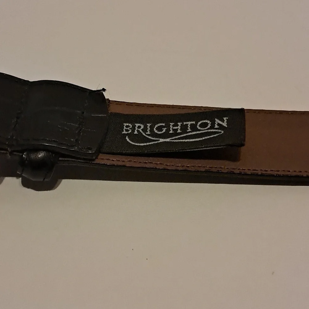 Brighton Men Black Belt Leather Alligator Embossed 32103 Size 34 Preowned